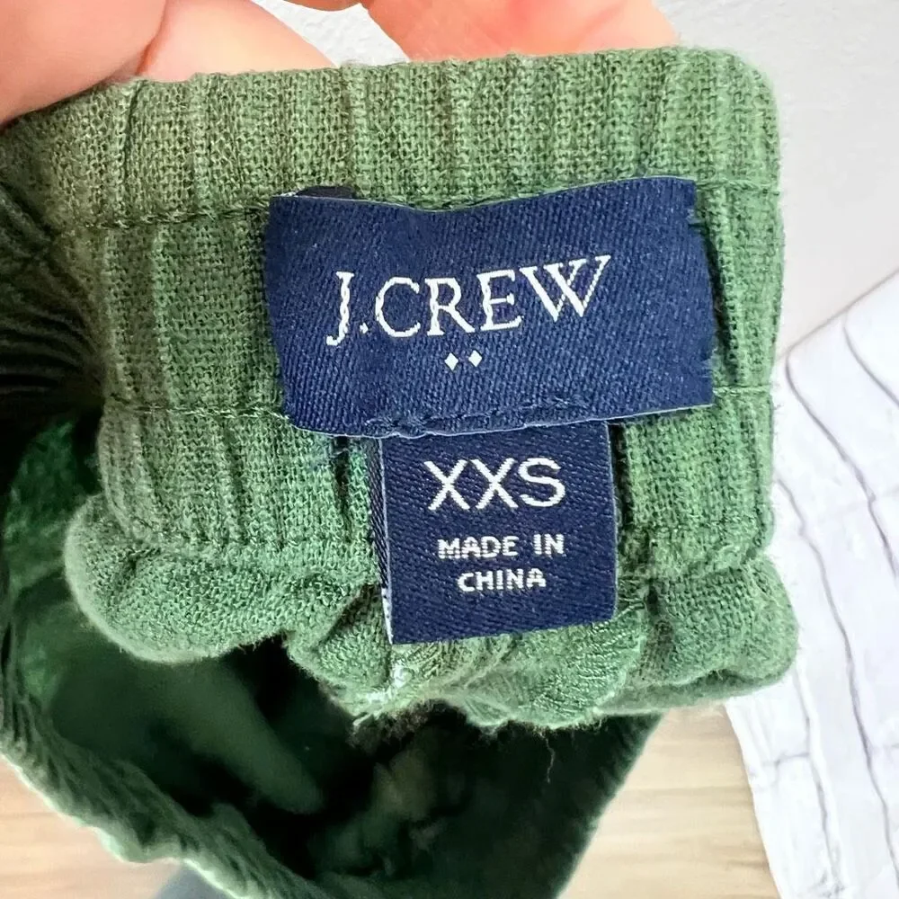 J. Crew‎ Women's Drawstring Shorts 2XS Olive Green Casual Summer linen